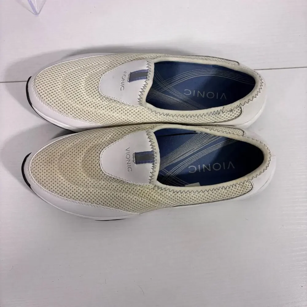 Vionic White and Cream Casual Slip-On Comfort Sneakers Size 9